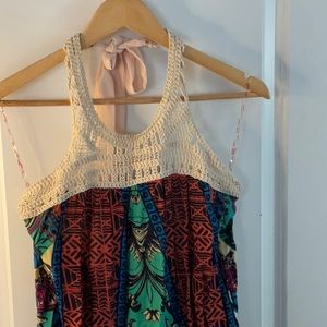 Women’s Ankle Length Beach Style Dress with crochet top.